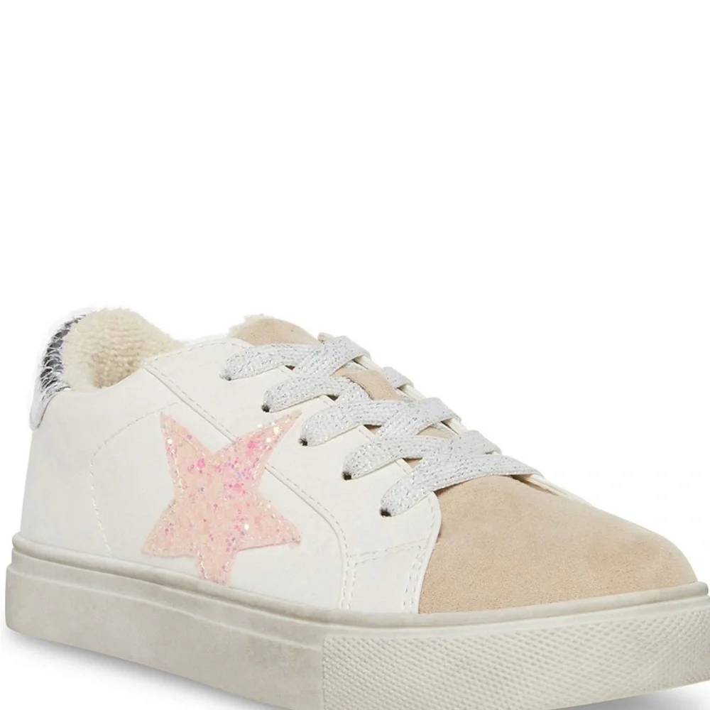 Steve Madden Kids' White and Pink Star Sneakers - Picture 1 of 9